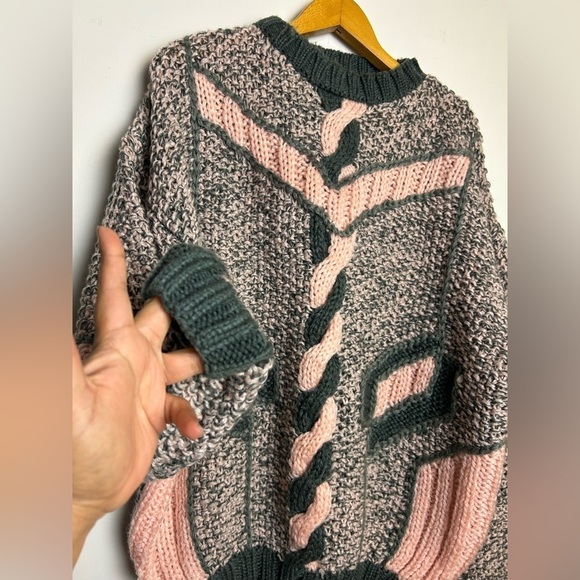 Index VTG 3D Pullover Sweater M Cable Chunky Knit Pink Multicolor OversizeBarbie - Picture 4 of 12